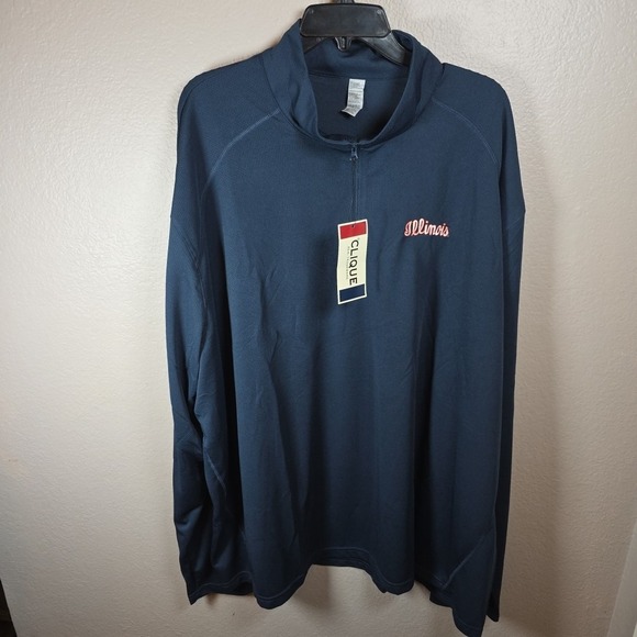 Clique Other - Clique Illinois Gameday Spirit Long Sleeve Half Zip Shirt Navy Blue 5XL‎